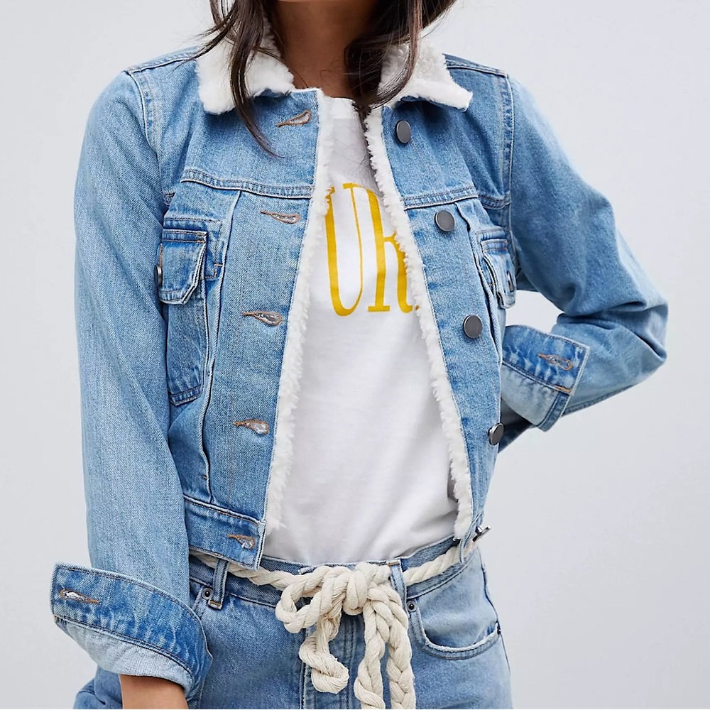 ASOS denim sherpa fleece collar jacket